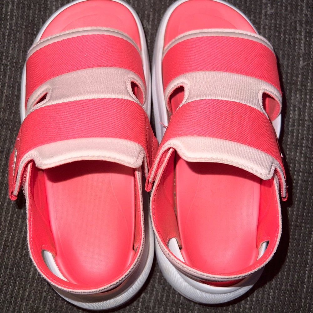 Adidas Hot Pink and White Sporty Sandals with Velcro Straps - Picture 5 of 7